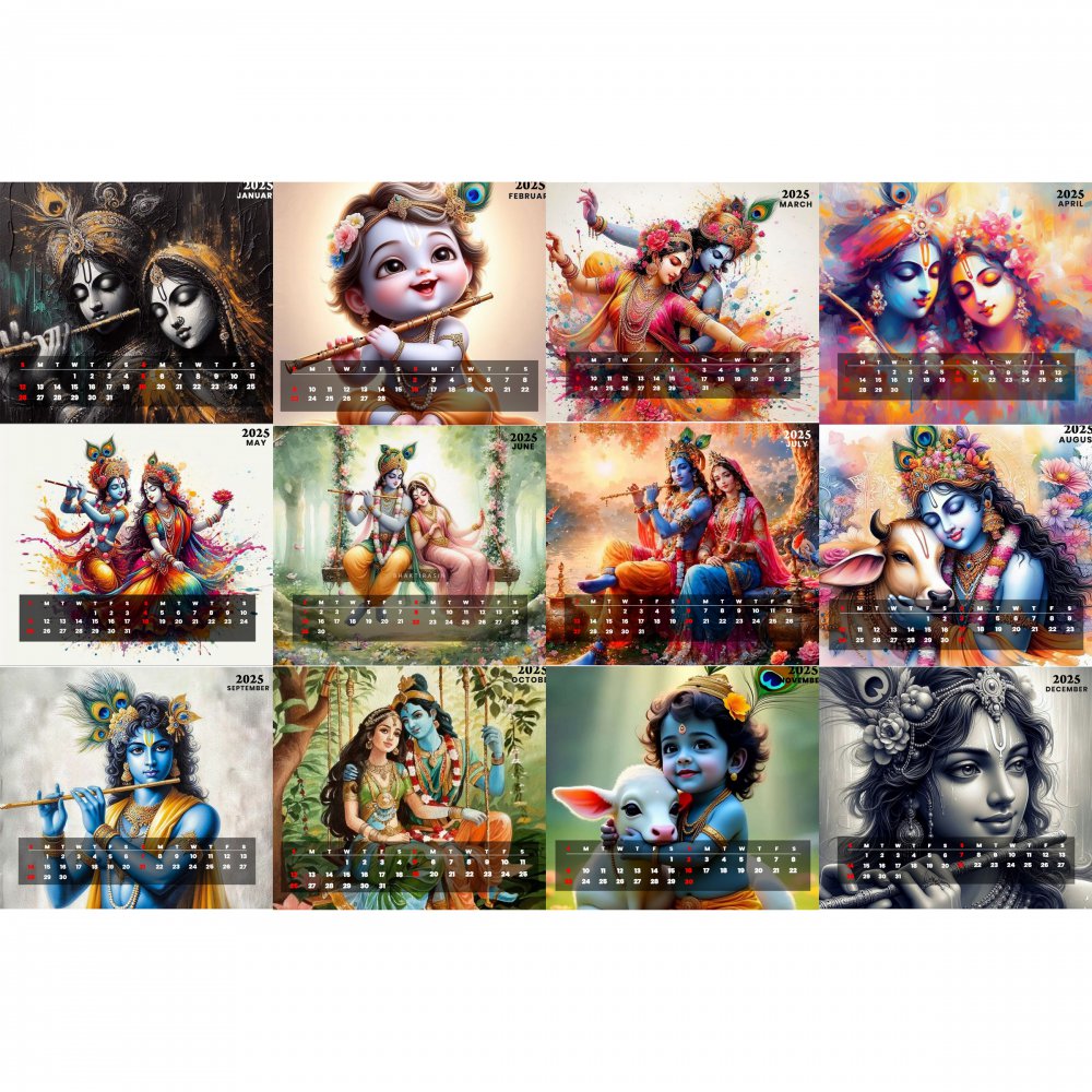 Lord Krishna Calendar - 2025