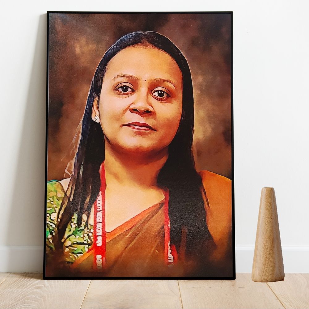 Painting portrait desk photo lamination